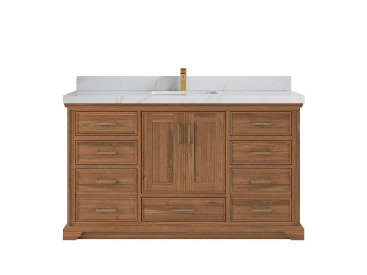 Charlotte 60 in. W x 22 in. D Single Sink Bathroom Teak Wood Vanity - photo 14