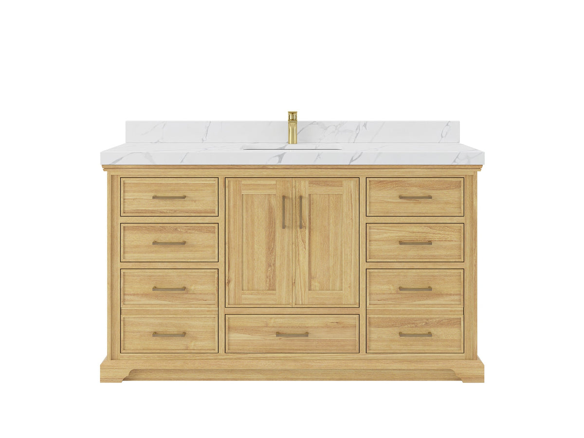 Charlotte 60 in. W x 22 in. D Single Sink Bathroom Teak Wood Vanity - Willow Bath and Vanity