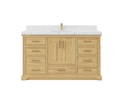 Charlotte 60 in. W x 22 in. D Single Sink Bathroom Teak Wood Vanity - Willow Bath and Vanity