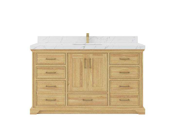 Charlotte 60 in. W x 22 in. D Single Sink Bathroom Teak Wood Vanity - photo 1