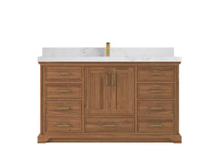 Charlotte 60 in. W x 22 in. D Single Sink Bathroom Teak Wood Vanity - photo 13