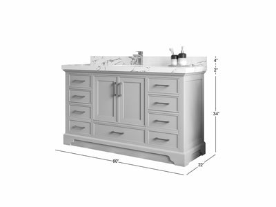 Charlotte 60 in. W x 22 in. D Single Sink Bathroom Vanity - Willow Bath and Vanity