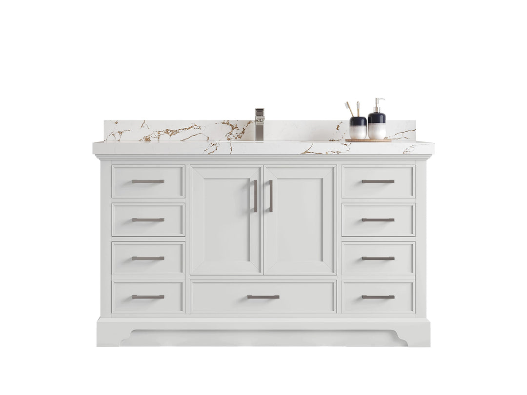 Charlotte Slim Shaker Bathroom Vanity – White Oak, Teak Wood, Painted with Quartz & Marble or Taj Mahal Quarzite - photo 10