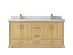 Charlotte 72 in. W x 22 in. D Double Sink Bathroom Teak Wood Vanity - photo 25