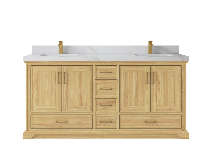 Charlotte 72 in. W x 22 in. D Double Sink Bathroom Teak Wood Vanity - photo 25