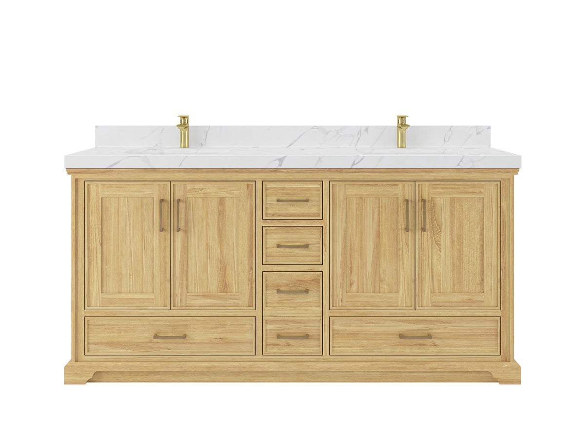Charlotte 72 in. W x 22 in. D Double Sink Bathroom Teak Wood Vanity - Willow Bath and Vanity