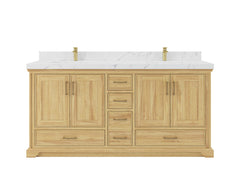 Charlotte 72 in. W x 22 in. D Double Sink Bathroom Teak Wood Vanity - photo 1