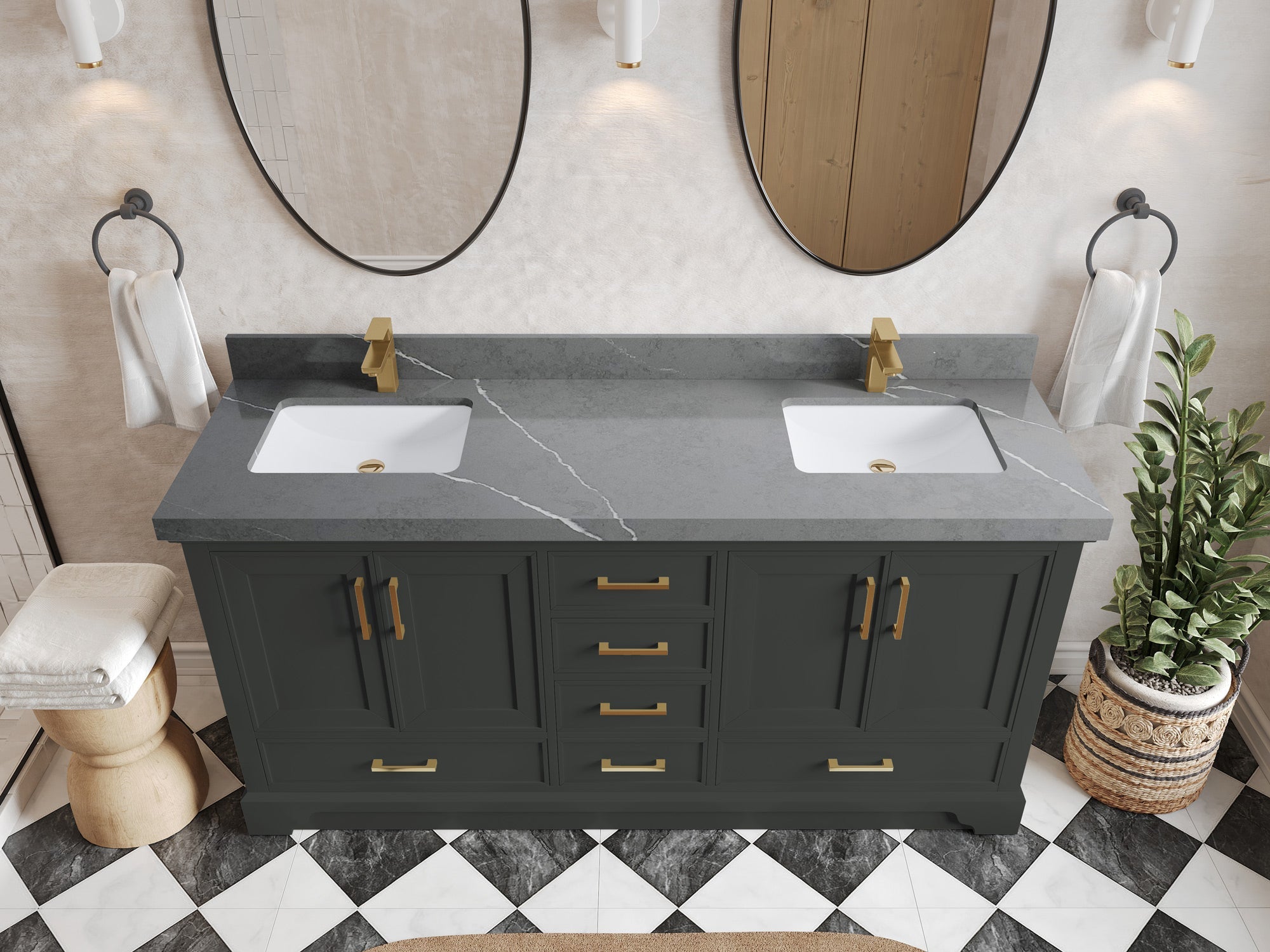 Charlotte 72 in. W x 22 in. D Double Sink Bathroom Vanity - Willow Bath and Vanity