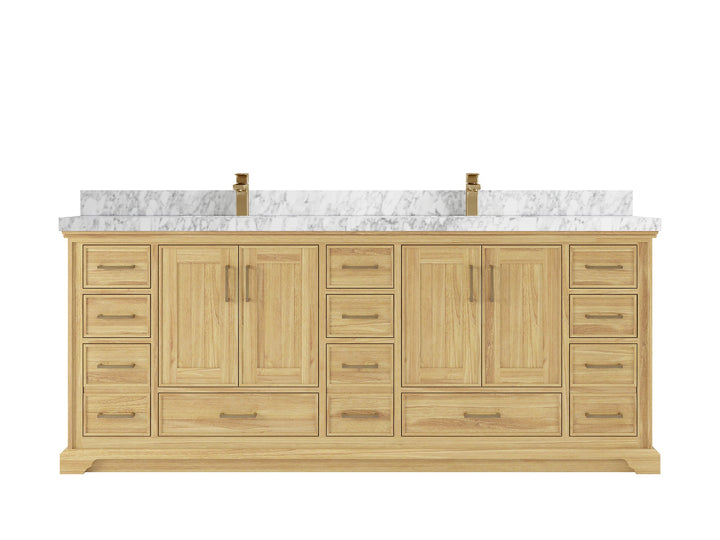 Charlotte 84 in. W x 22 in. D Double Sink Bathroom Teak Wood Vanity - photo 7