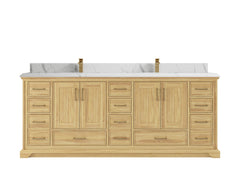 Charlotte 84 in. W x 22 in. D Double Sink Bathroom Teak Wood Vanity - photo 14
