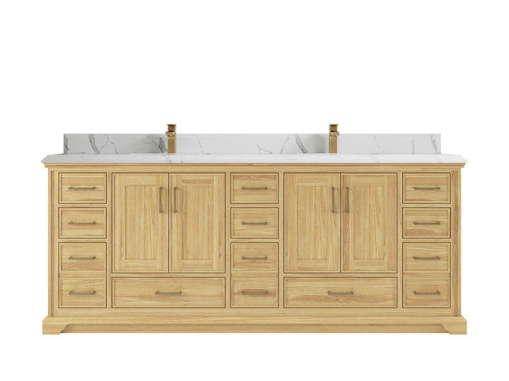 Charlotte 84 in. W x 22 in. D Double Sink Bathroom Teak Wood Vanity - photo 14