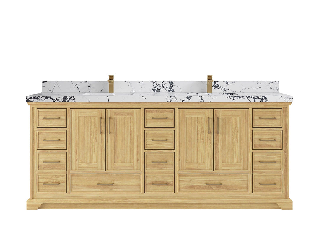 Charlotte 84 in. W x 22 in. D Double Sink Bathroom Teak Wood Vanity - Willow Bath and Vanity