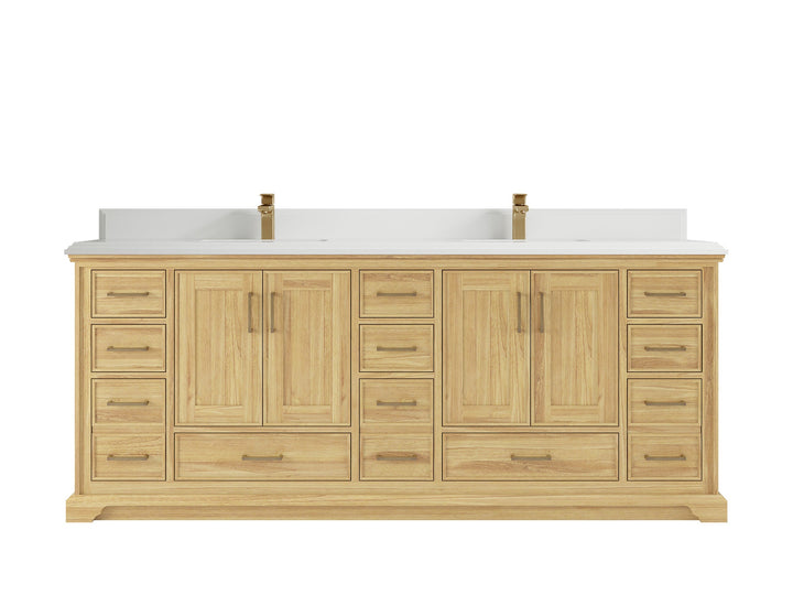 Charlotte 84 in. W x 22 in. D Double Sink Bathroom Teak Wood Vanity - photo 16