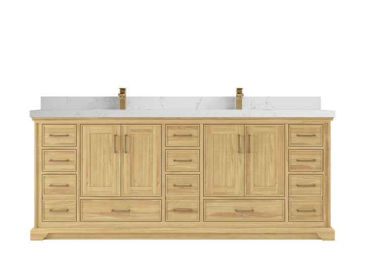 Charlotte 84 in. W x 22 in. D Double Sink Bathroom Teak Wood Vanity - photo 17