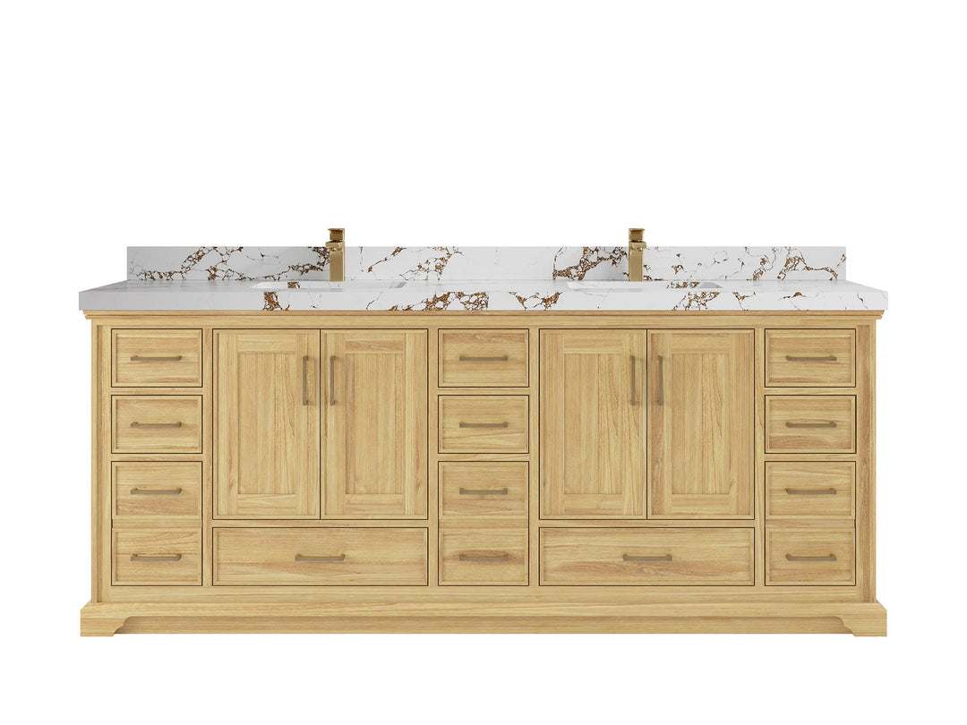 Charlotte 84 in. W x 22 in. D Double Sink Bathroom Teak Wood Vanity - Willow Bath and Vanity