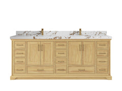 Charlotte 84 in. W x 22 in. D Double Sink Bathroom Teak Wood Vanity - photo 20