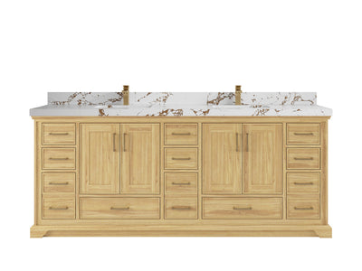 Charlotte 84 in. W x 22 in. D Double Sink Bathroom Teak Wood Vanity - Willow Bath and Vanity