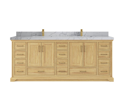Charlotte 84 in. W x 22 in. D Double Sink Bathroom Teak Wood Vanity - Willow Bath and Vanity