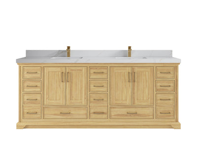 Charlotte 84 in. W x 22 in. D Double Sink Bathroom Teak Wood Vanity - Willow Bath and Vanity