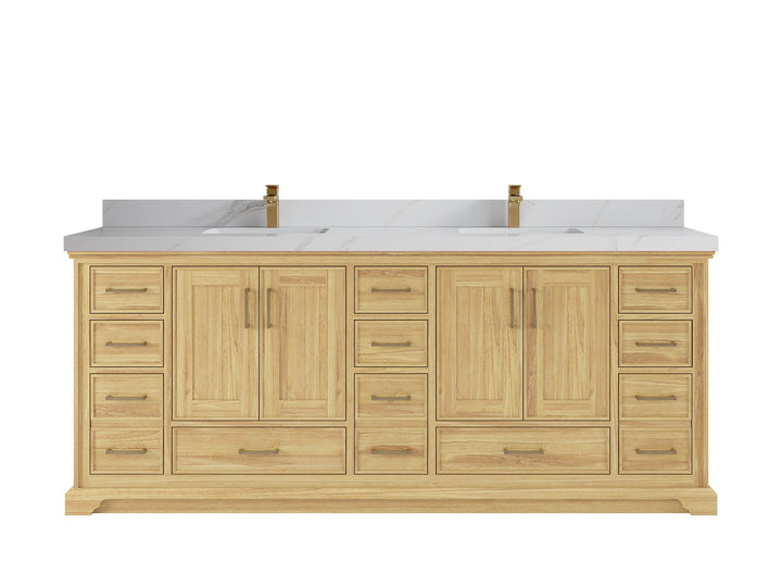 Charlotte 84 in. W x 22 in. D Double Sink Bathroom Teak Wood Vanity - photo 13