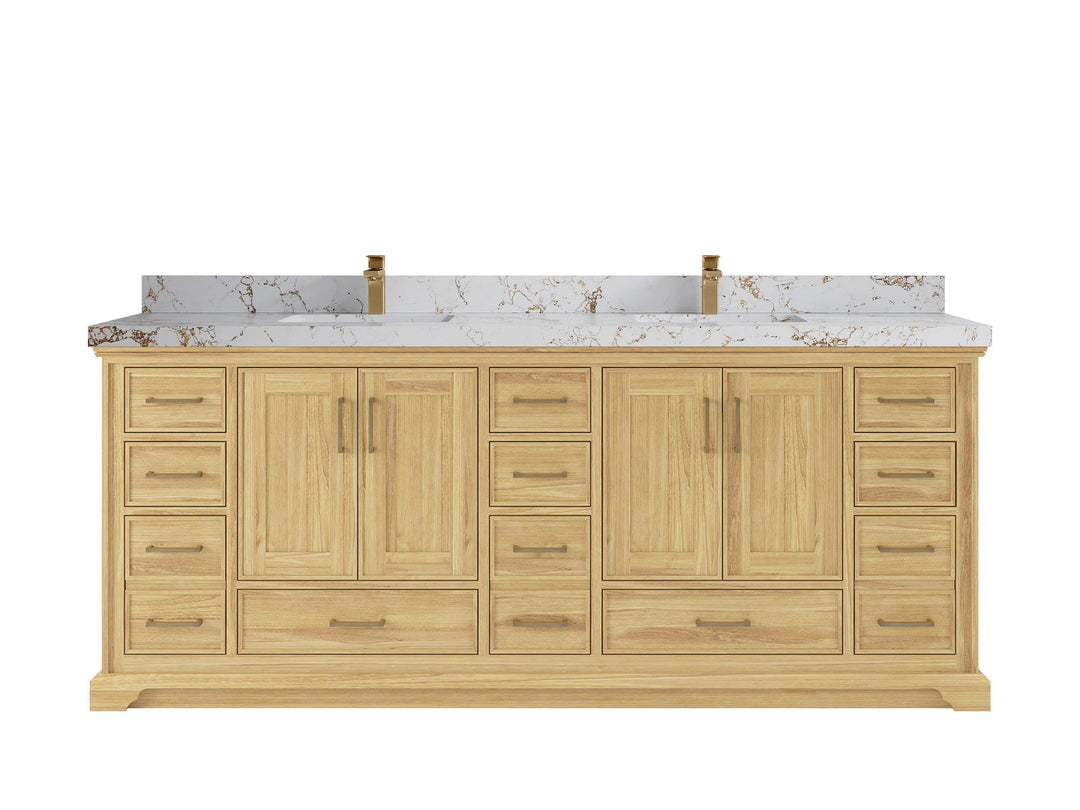 Charlotte 84 in. W x 22 in. D Double Sink Bathroom Teak Wood Vanity - Willow Bath and Vanity