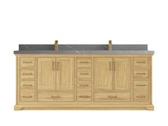 Charlotte 84 in. W x 22 in. D Double Sink Bathroom Teak Wood Vanity - photo 19
