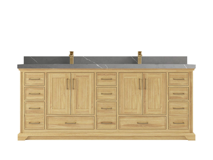 Charlotte 84 in. W x 22 in. D Double Sink Bathroom Teak Wood Vanity - photo 19