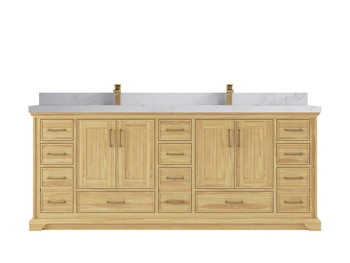 Charlotte 84 in. W x 22 in. D Double Sink Bathroom Teak Wood Vanity - photo 12