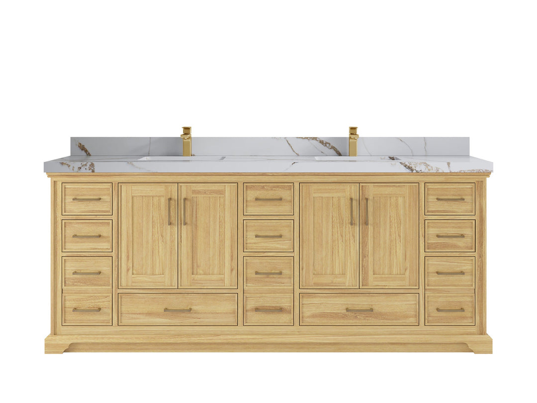 Charlotte 84 in. W x 22 in. D Double Sink Bathroom Teak Wood Vanity - Willow Bath and Vanity