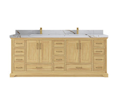 Charlotte 84 in. W x 22 in. D Double Sink Bathroom Teak Wood Vanity - photo 10