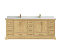 Charlotte 84 in. W x 22 in. D Double Sink Bathroom Teak Wood Vanity - photo 24
