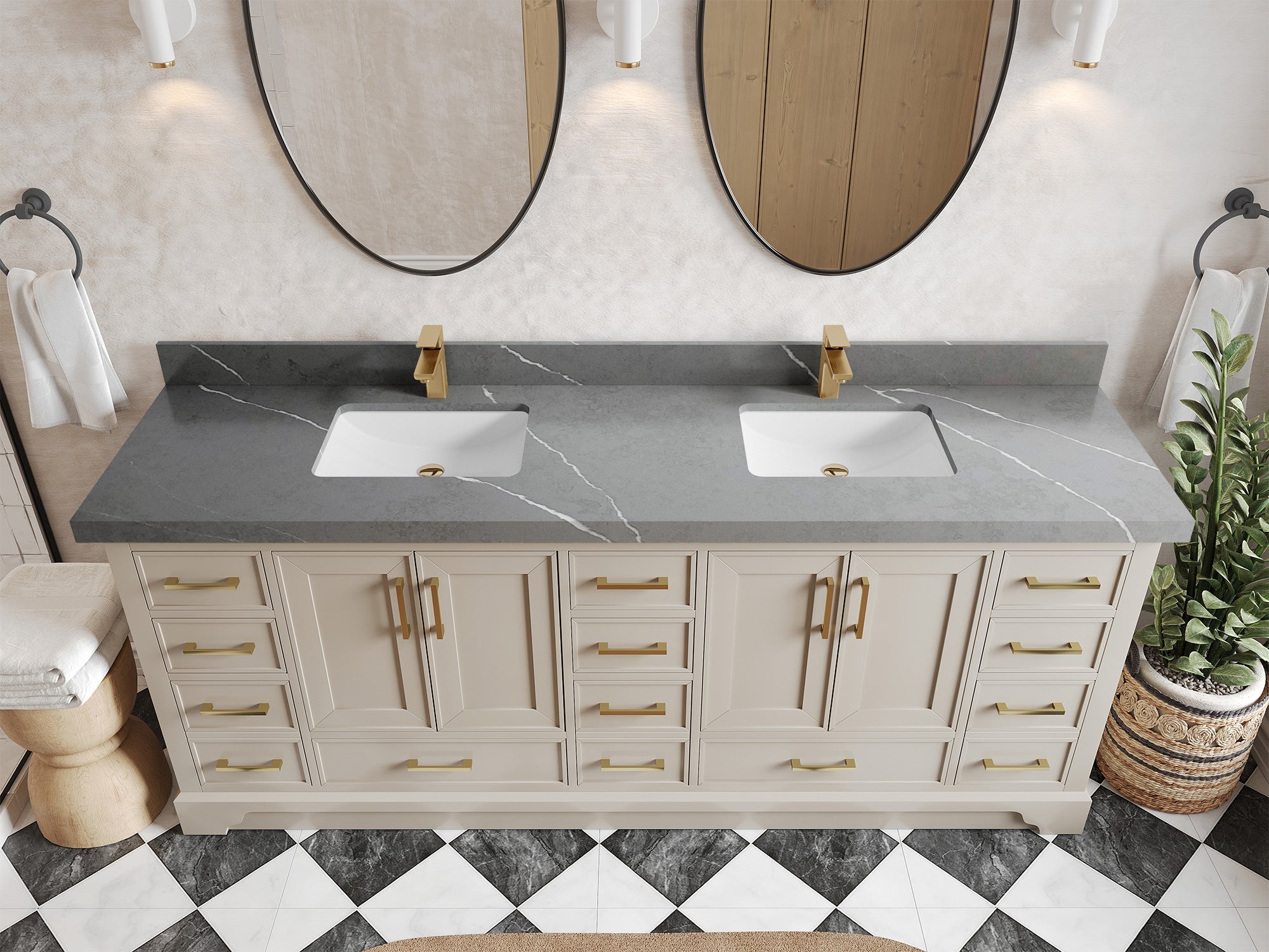 Charlotte 84 in. W x 22 in. D Double Sink Bathroom Vanity - Willow Bath and Vanity