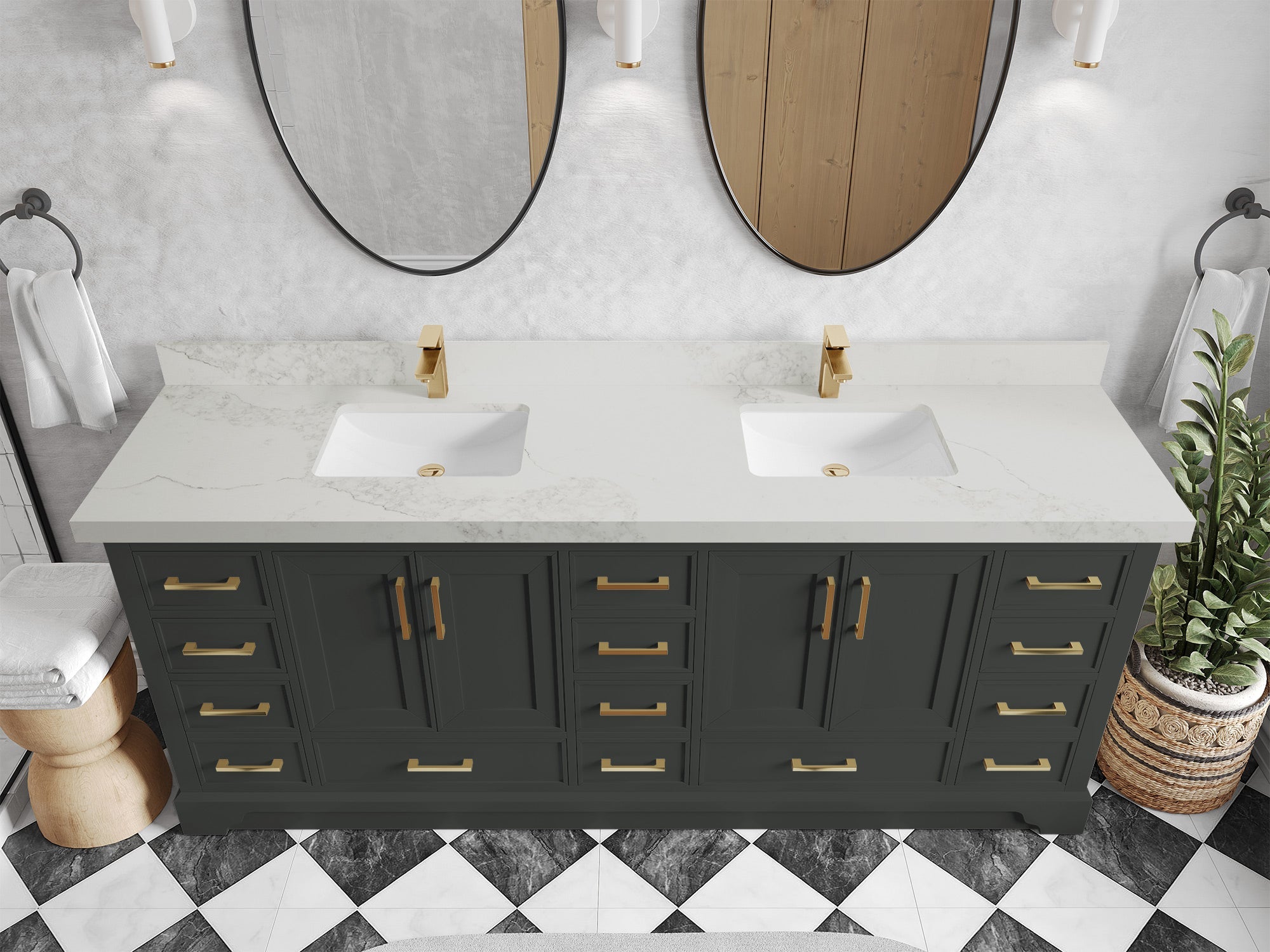 Charlotte 84 in. W x 22 in. D Double Sink Bathroom Vanity - Willow Bath and Vanity