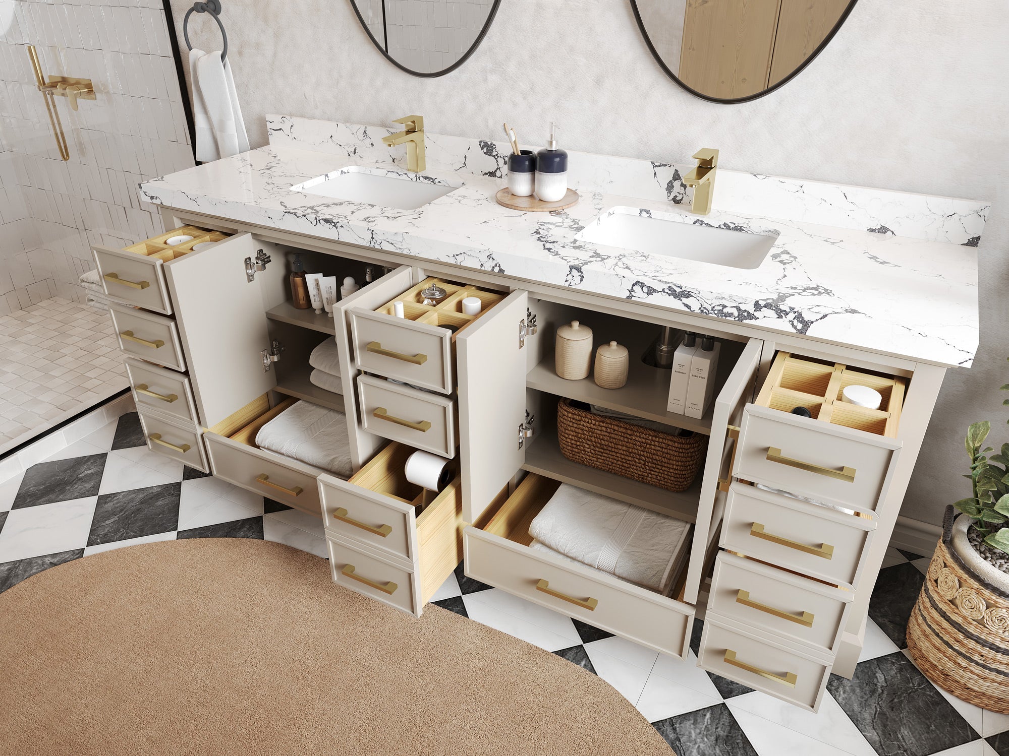 Charlotte 84 in. W x 22 in. D Double Sink Bathroom Vanity - Willow Bath and Vanity