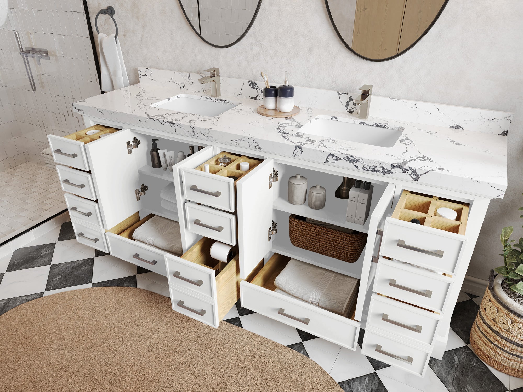 Charlotte 84 in. W x 22 in. D Double Sink Bathroom Vanity - Willow Bath and Vanity