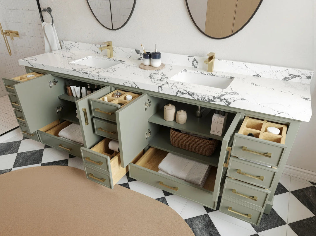 Charlotte 96 in W x 22 in D Free Standing Double Sink Bathroom Vanity | 
              
                Evergreen
                
                  
             - CHR-CAB-EGN-95 - photo №2