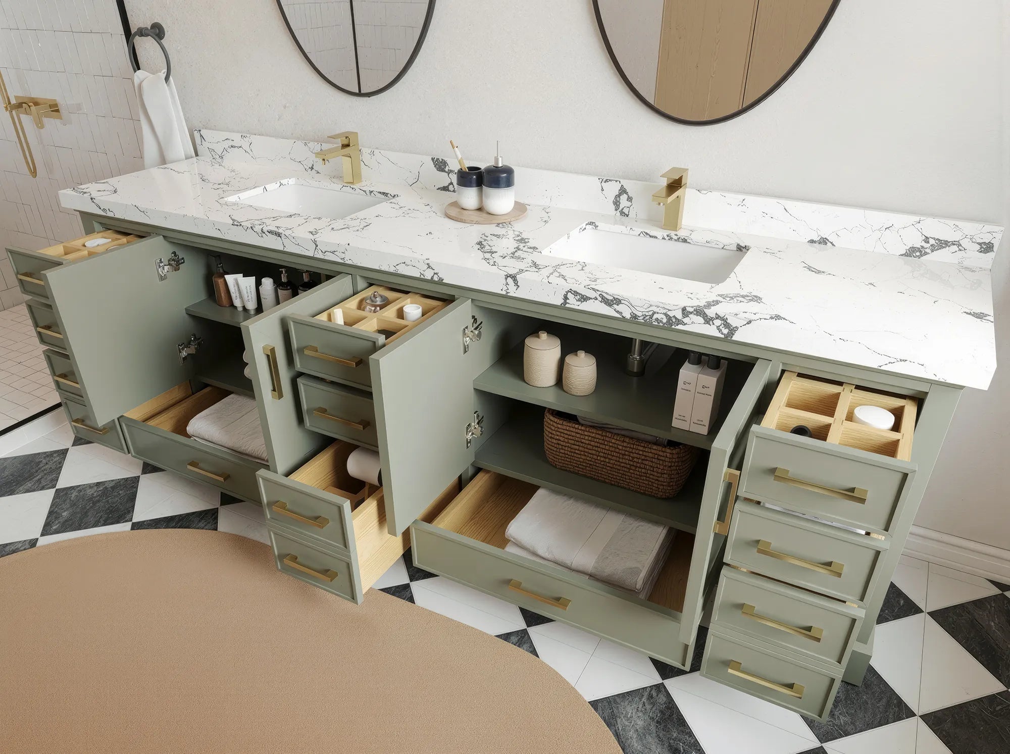 Charlotte 96 in W x 22 in D Free Standing Double Sink Bathroom Vanity - Willow Bath and Vanity