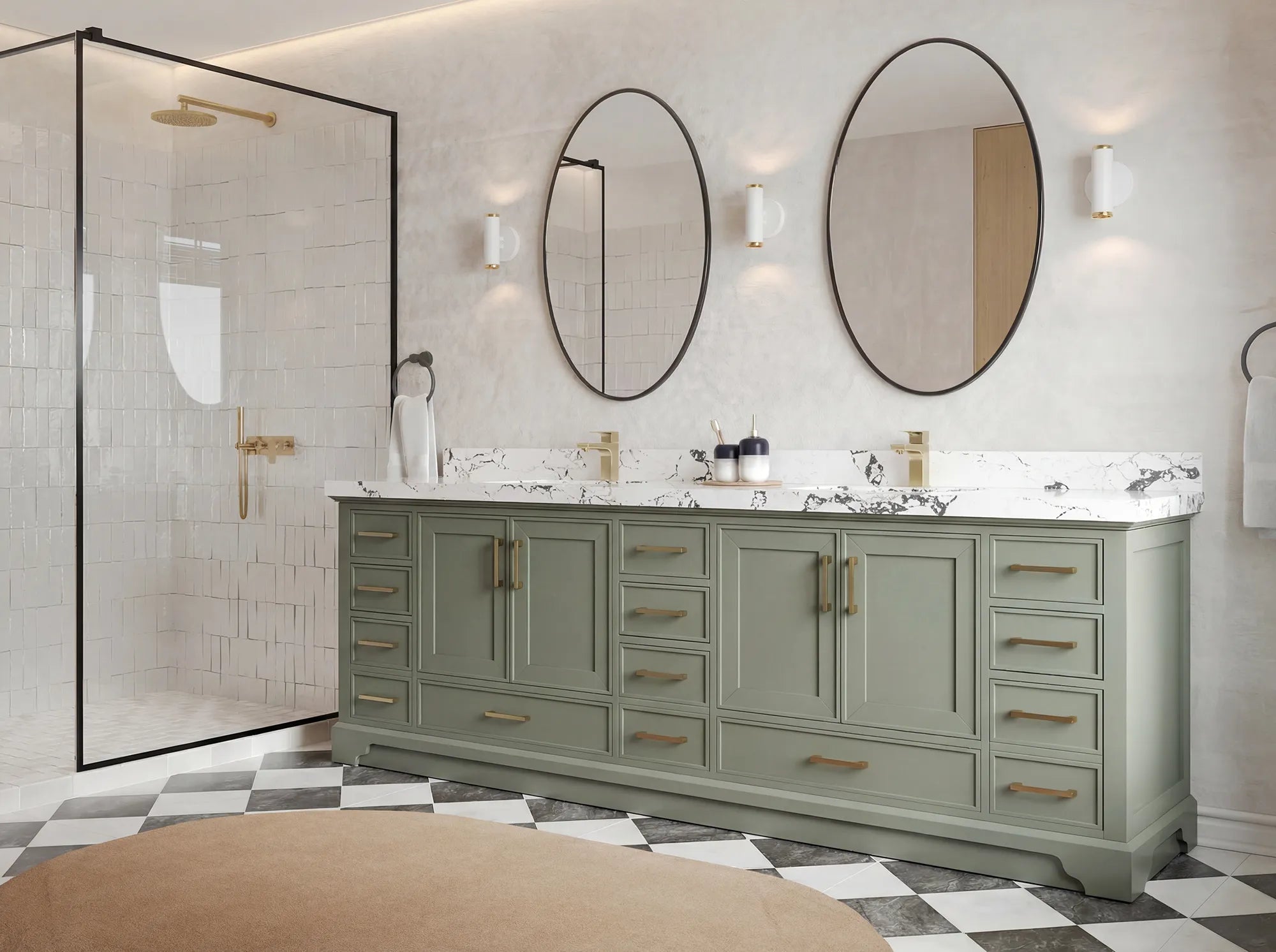 Charlotte 96 in W x 22 in D Free Standing Double Sink Bathroom Vanity - Willow Bath and Vanity