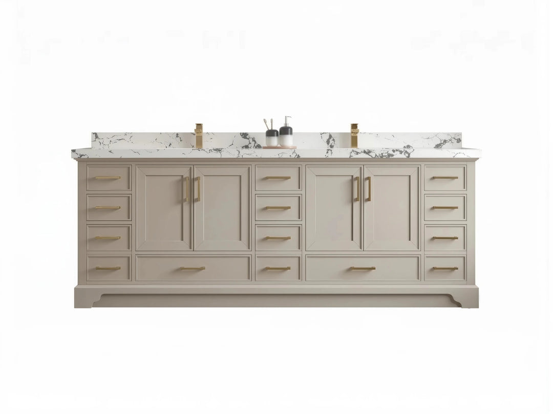 Charlotte 96 in W x 22 in D Free Standing Double Sink Bathroom Vanity | 
              
                 Fine Grain Linen Beige
                
                  
             - CHR-CAB-FNG-95 - photo №1