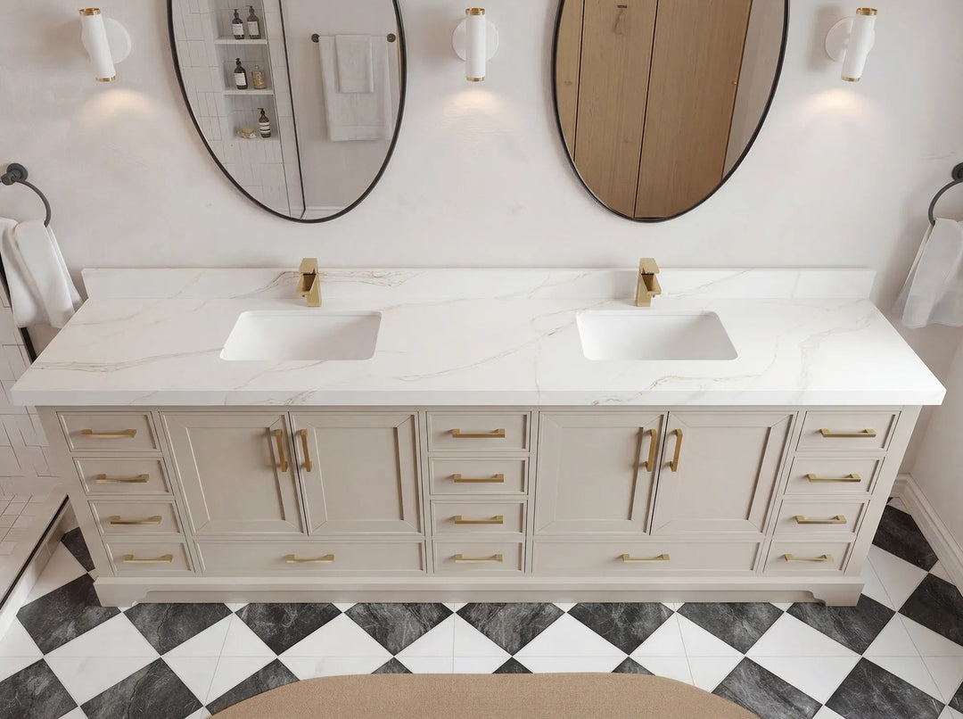 Charlotte 96 in W x 22 in D Free Standing Double Sink Bathroom Vanity | 
              
                 Fine Grain Linen Beige
                
                  
             - CHR-CAB-FNG-95 - photo №12