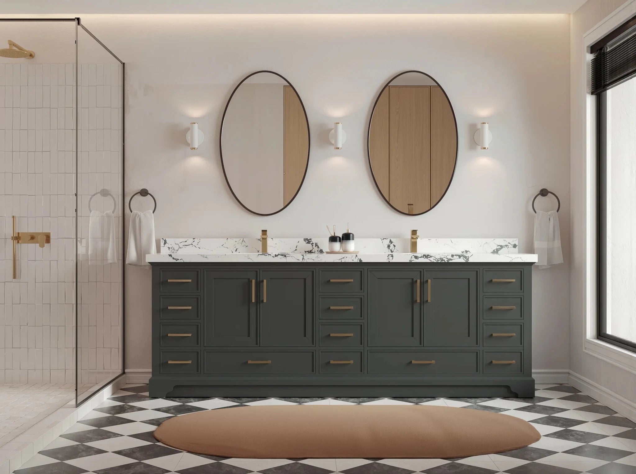 Charlotte 96 in W x 22 in D Free Standing Double Sink Bathroom Vanity - Willow Bath and Vanity