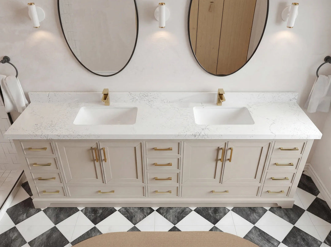 Charlotte 96 in W x 22 in D Free Standing Double Sink Bathroom Vanity | 
              
                 Fine Grain Linen Beige
                
                  
             - CHR-CAB-FNG-95 - photo №13