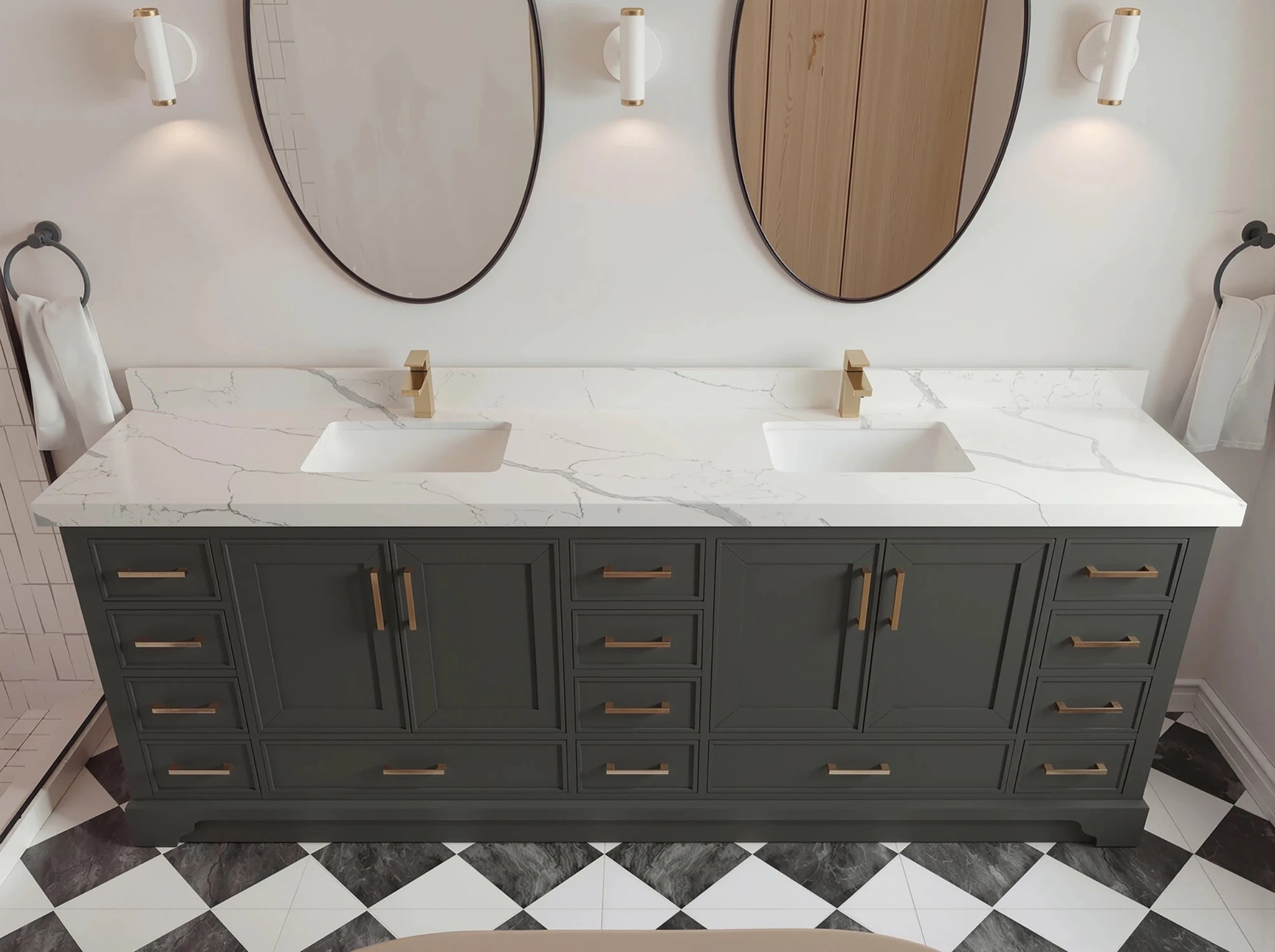 Charlotte 96 in W x 22 in D Free Standing Double Sink Bathroom Vanity - Willow Bath and Vanity