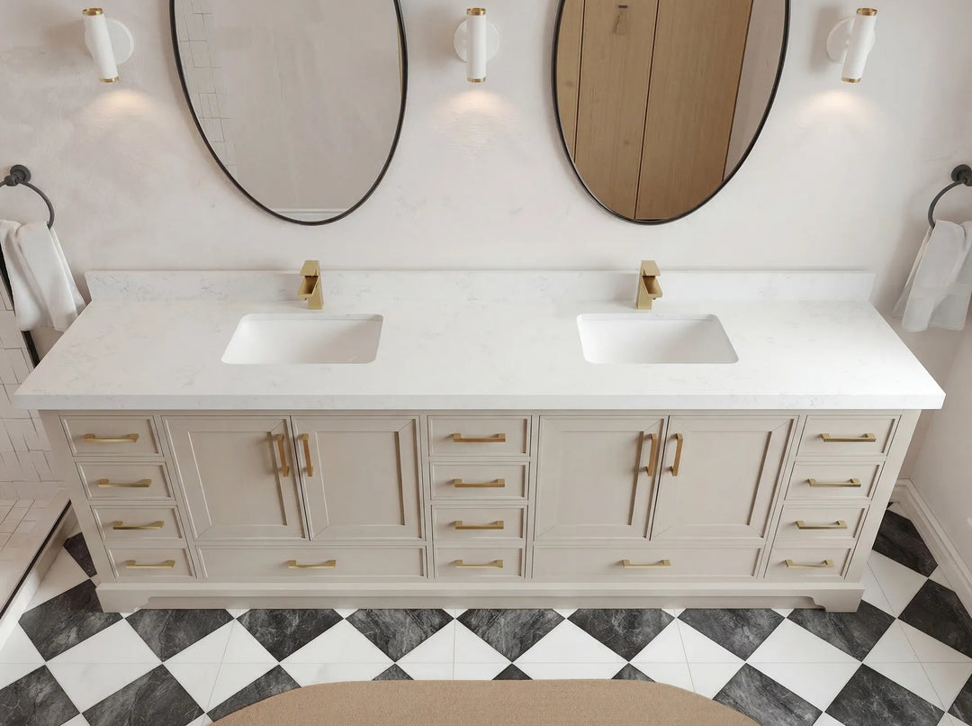 Charlotte 96 in W x 22 in D Free Standing Double Sink Bathroom Vanity | 
              
                 Fine Grain Linen Beige
                
                  
             - CHR-CAB-FNG-95 - photo №9