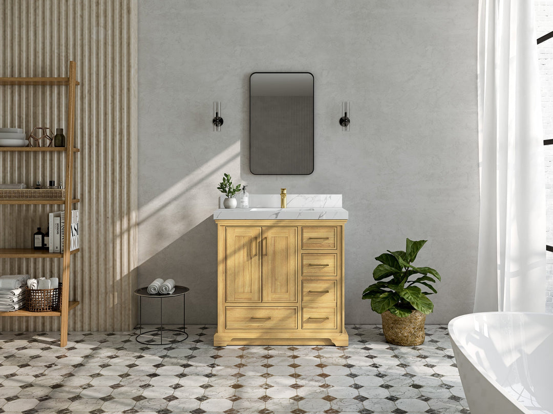 Charlotte Teak 36 in. W x 22 in. D Center Sink Bathroom Teak Wood Bathroom Vanity - Willow Bath and Vanity