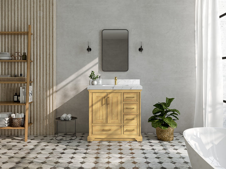 Charlotte Teak 36 in. W x 22 in. D Center Sink Bathroom Teak Wood Bathroom Vanity - photo 4