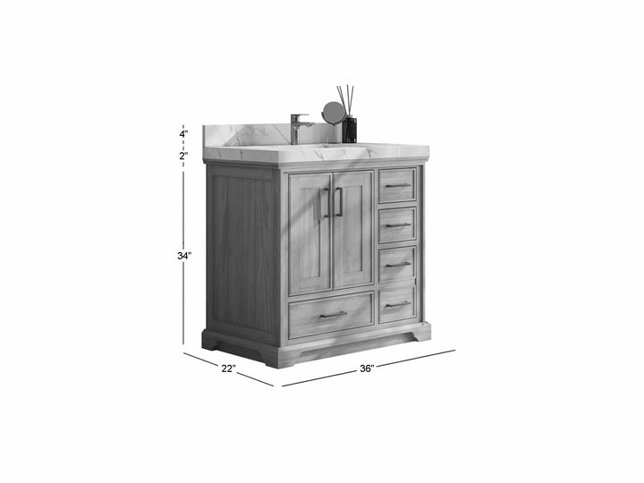 Charlotte Teak 36 in. W x 22 in. D Center Sink Bathroom Teak Wood Bathroom Vanity - photo 5