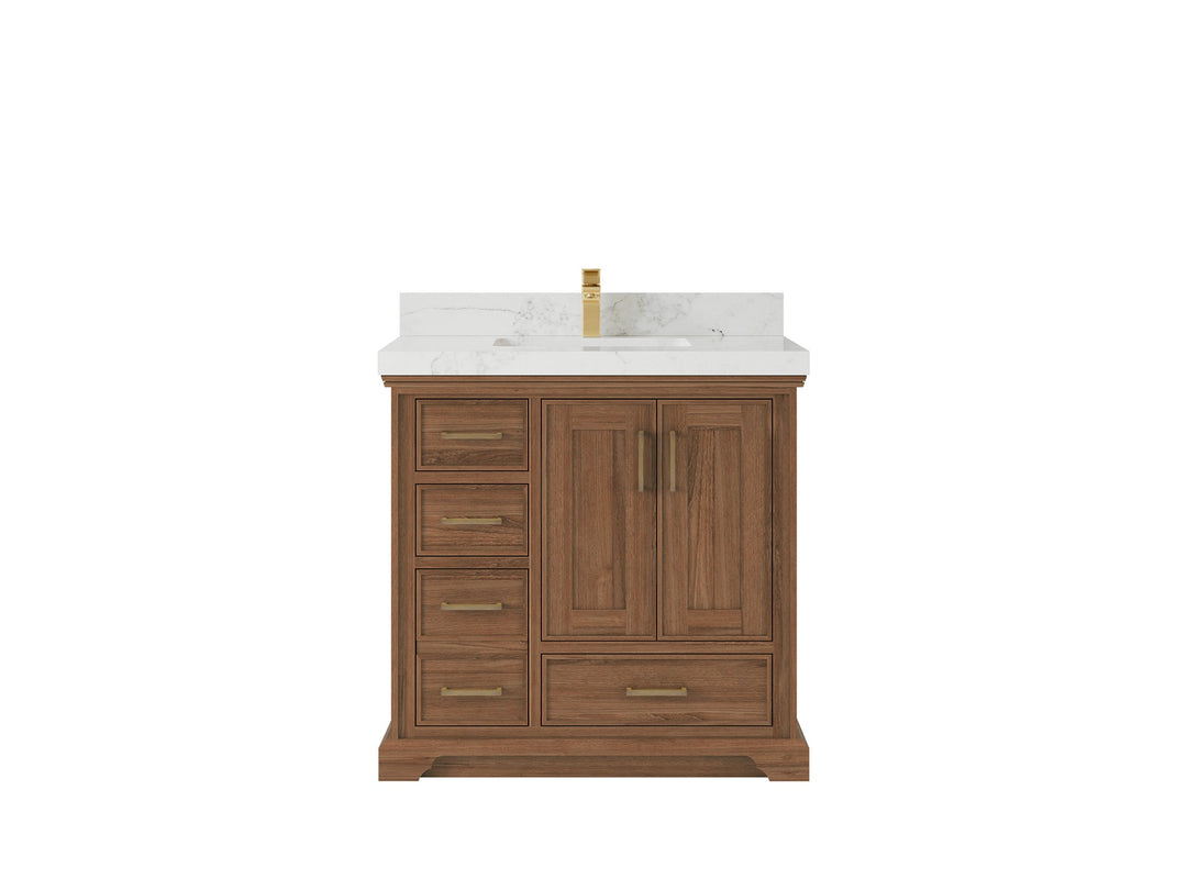 Charlotte Teak Wood 36 in. W x 22 in. D Center Sink Bathroom Vanity - Willow Bath and Vanity