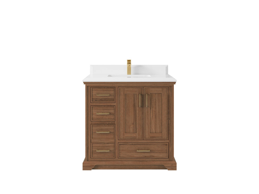 Charlotte Teak Wood 36 in. W x 22 in. D Center Sink Bathroom Vanity - Willow Bath and Vanity