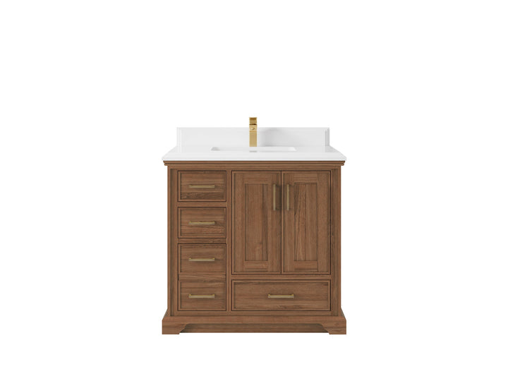 Charlotte Teak Wood 36 in. W x 22 in. D Center Sink Bathroom Vanity - photo 16